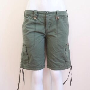 roxy cargo bermuda shorts green floral y2k surfer
